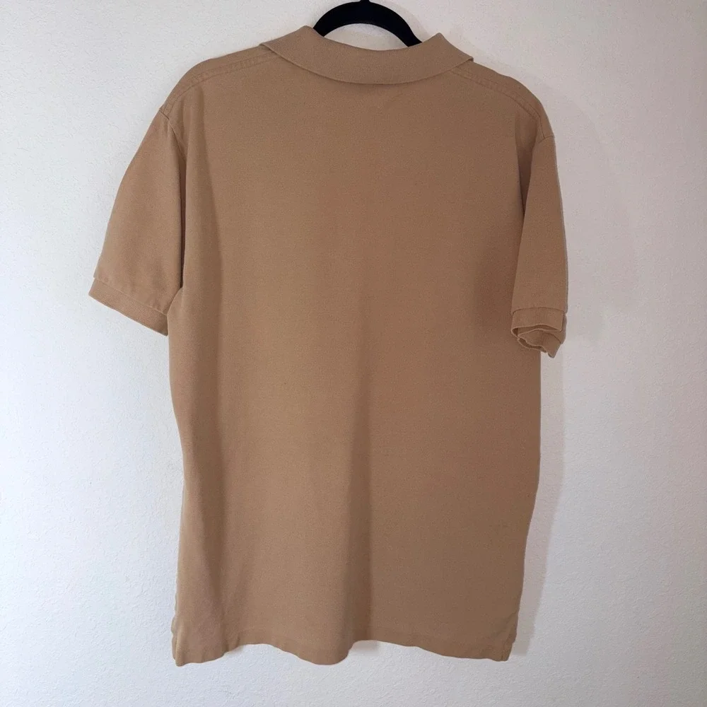 Polo Ralph Lauren Polo Shirt Large Tan Pique Cotton Short Sleeve Logo biw pony